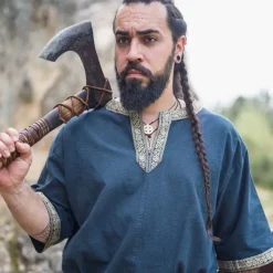 Leonardo Carbone Celtic Tunic, Short Sleeves, Blue 11 Leonardo Carbone Celtic Tunic, Short Sleeves, Blue -Viking Clothing Shop celtic tunic short sleeves blue 4