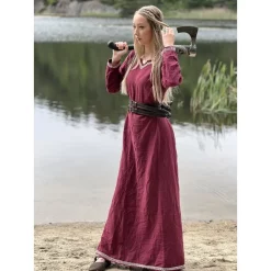 Leonardo Carbone Early Medieval Dress Aelswith, Red -Viking Clothing Shop early medieval dress aelswith red 4