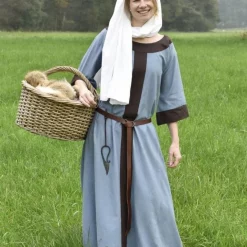 (Early) Medieval Dress Clotild, Blue Grey-brown