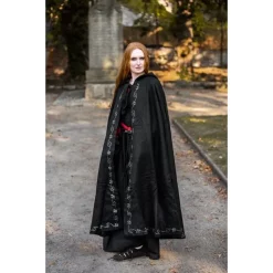 Leonardo Carbone Embroidered Cloak Damia, Black -Viking Clothing Shop embroidered cloak damia black 5