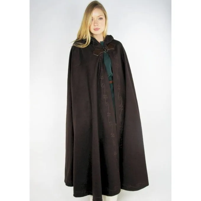 Leonardo Carbone Embroidered Cloak Damia With Fibula, Brown 4 Leonardo Carbone Embroidered Cloak Damia With Fibula, Brown - Image 2