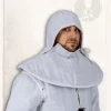 Mytholon Gambeson Hood And Collar Aulber Linen White -Viking Clothing Shop gambeson hood and collar aulber linen white