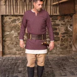 Burgschneider Herringbone Tunic Tyr, Burgundy Grey
