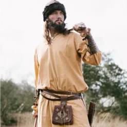 Leonardo Carbone Historical Tunic With Authentic Lining, Honey Brown -Viking Clothing Shop historical tunic with authentic lining honey brown 2