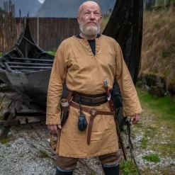 Leonardo Carbone Historical Tunic With Authentic Lining, Honey Brown -Viking Clothing Shop historical tunic with authentic lining honey brown 5