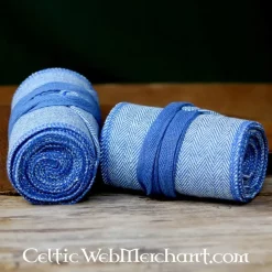 Leg Wrappings With Herringbone Motive, Blue