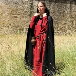 Leonardo Carbone Medieval Cloak With Hood, Black -Viking Clothing Shop medieval cloak with hood black 3
