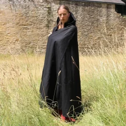 Leonardo Carbone Medieval Cloak With Hood, Black -Viking Clothing Shop medieval cloak with hood black 4