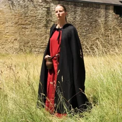 Leonardo Carbone Medieval Cloak With Hood, Black -Viking Clothing Shop medieval cloak with hood black 5