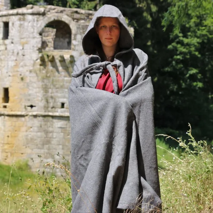 Leonardo Carbone Medieval Cloak With Hood, Grey 7 Leonardo Carbone Medieval Cloak With Hood, Grey - Image 5