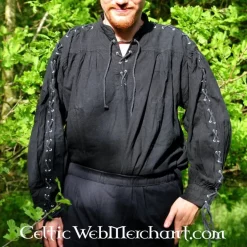 Leonardo Carbone Pirate Shirt With Laces, Black 12 Leonardo Carbone Pirate Shirt With Laces, Black -Viking Clothing Shop pirate shirt with laces black 4