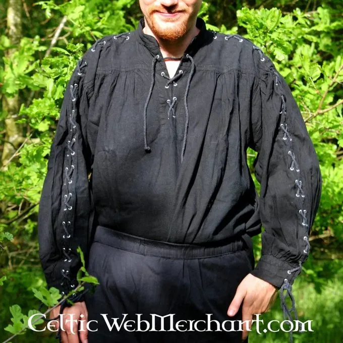 Leonardo Carbone Pirate Shirt With Laces, Black 7 Leonardo Carbone Pirate Shirt With Laces, Black - Image 5