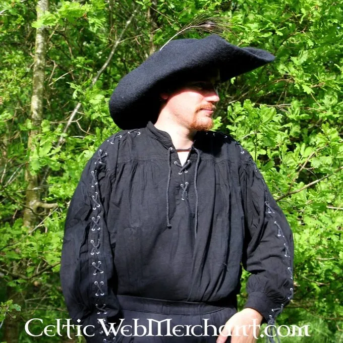 Leonardo Carbone Pirate Shirt With Laces, Black 3 Leonardo Carbone Pirate Shirt With Laces, Black