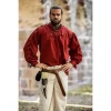 Leonardo Carbone Pirate Shirt With Laces, Red -Viking Clothing Shop pirate shirt with laces red