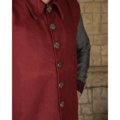 Mytholon Renaissance Vest Tilly Wool, Red -Viking Clothing Shop renaissance vest tilly wool red 3