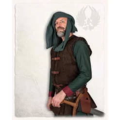 Mytholon Short Vest Garen, Black Leather -Viking Clothing Shop short vest garen black leather 2