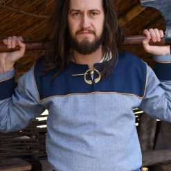 Thorsberg Tunic Herringbone Motif, Blue -Viking Clothing Shop thorsberg tunic herringbone motif blue 4