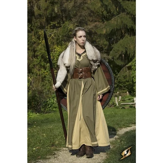 Epic Armoury Viking Dress Astrid, Green/beige 3 Epic Armoury Viking Dress Astrid, Green/beige