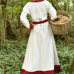 Viking Dress Helga, Natural-red -Viking Clothing Shop viking dress helga natural red 2