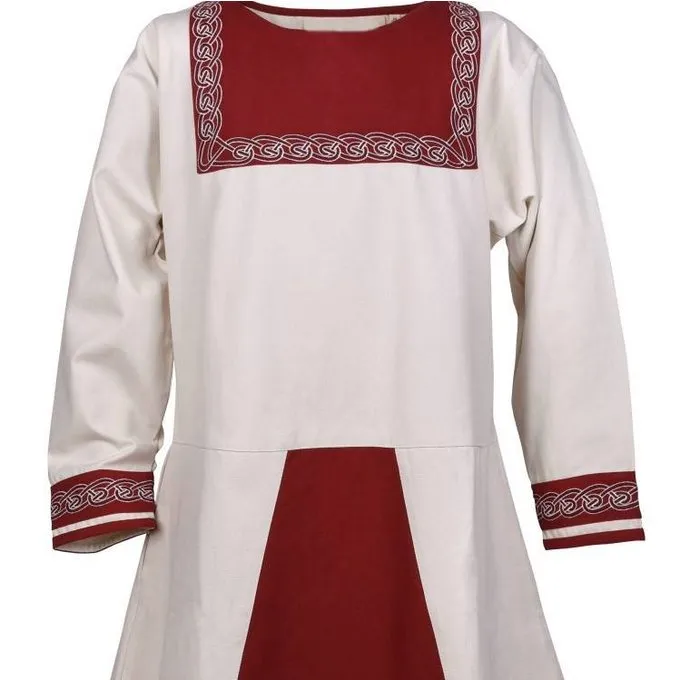Viking Tunic Viborg, Natural-red 4 Viking Tunic Viborg, Natural-red - Image 2