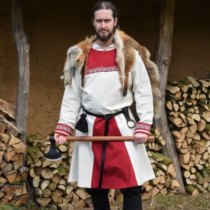 Viking Tunic Viborg, Natural-red 8 Viking Tunic Viborg, Natural-red - Image 6