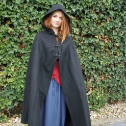 Leonardo Carbone Wool Cloak Felis, Black -Viking Clothing Shop wool cloak felis black 3